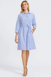 Fiona Seersucker Thin Stripe 3/4 Sleeve Dress