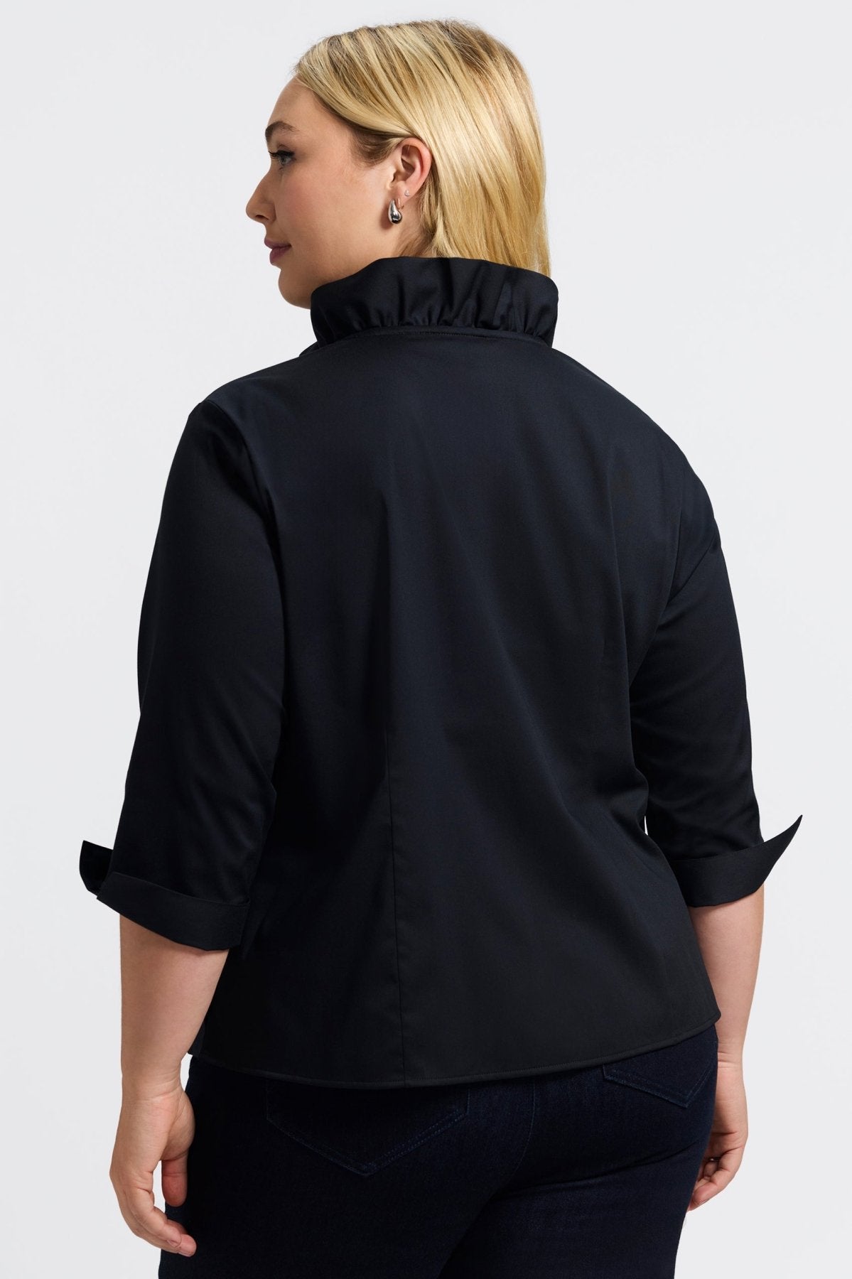 Edith Plus Stretch Matte Sateen 3/4 Sleeve Shirt Jacket