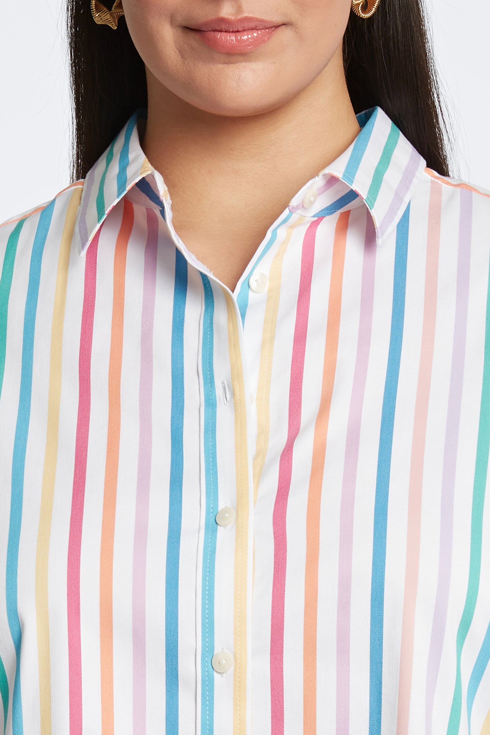 Meghan Plus No Iron Rainbow Stripe Shirt