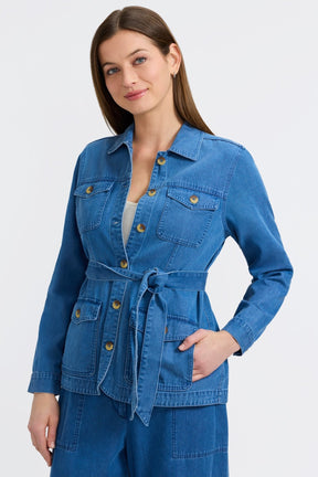 Stella Tencel® Denim Long Sleeve Belted Jacket