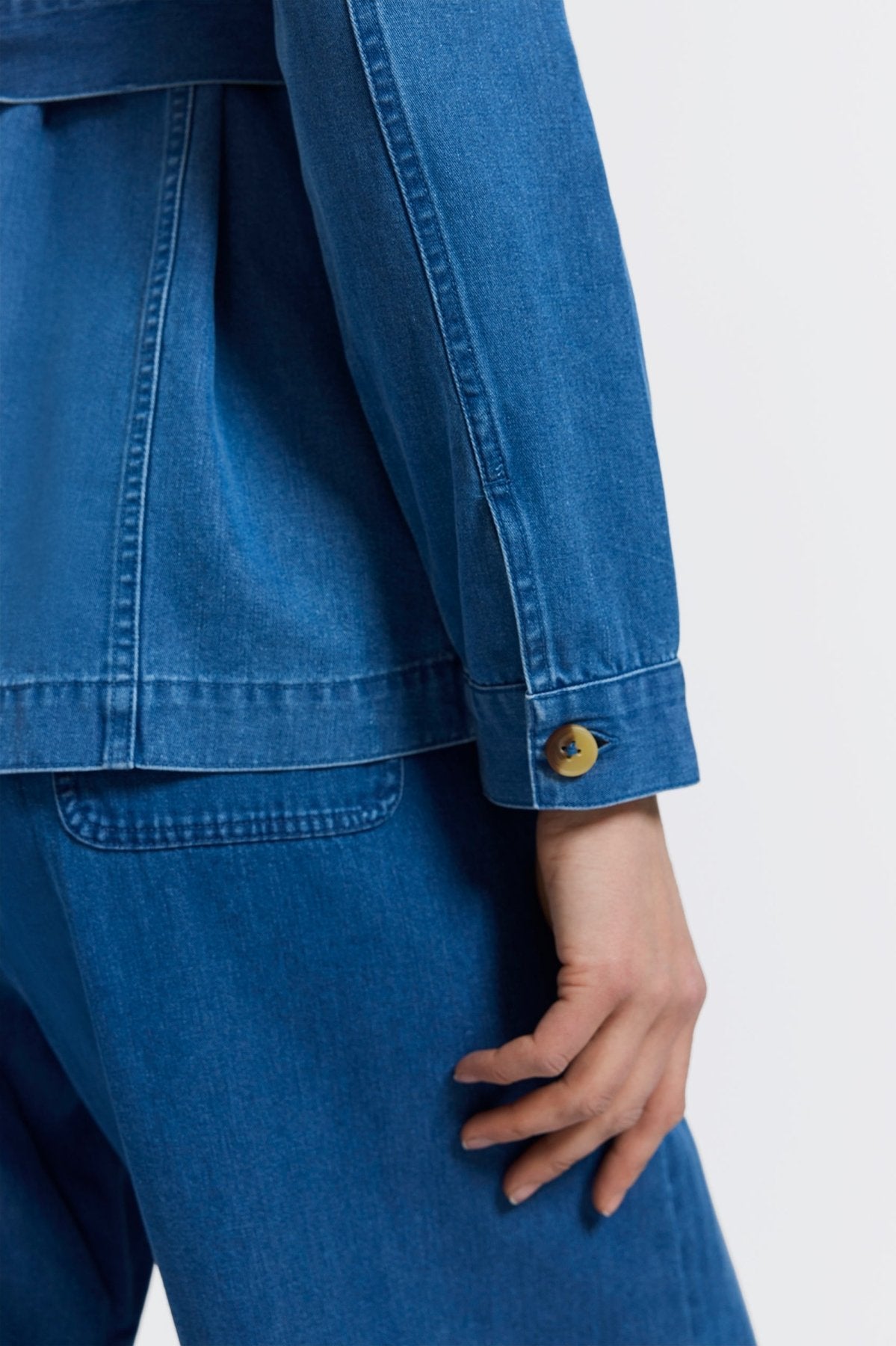 Stella Tencel® Denim Long Sleeve Belted Jacket