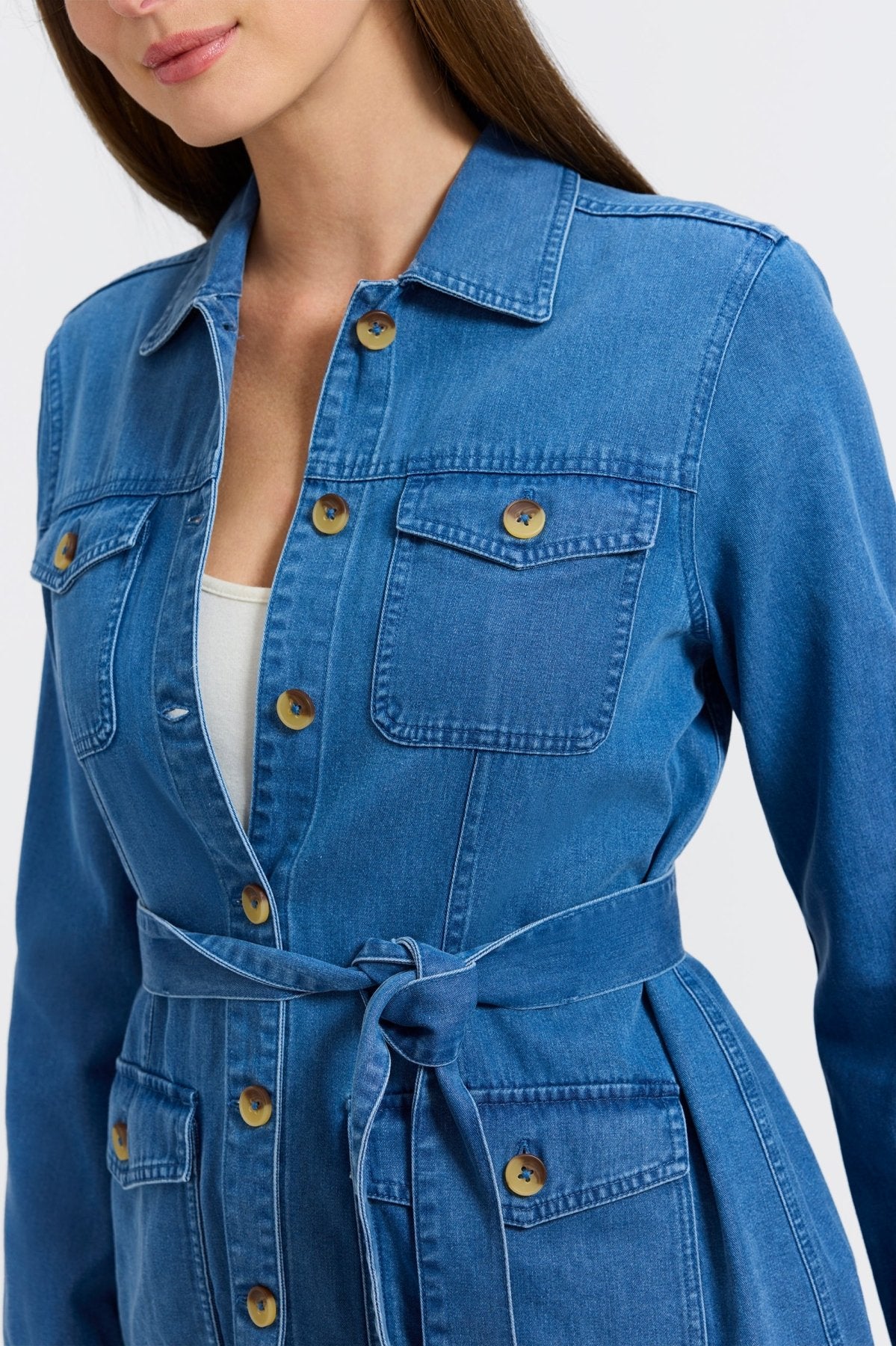 Stella Tencel® Denim Long Sleeve Belted Jacket
