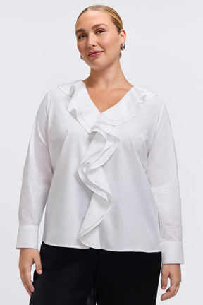 Shantel Plus Ruffle Long Sleeve Popover Shirt