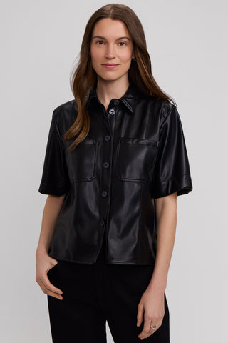 Demi Vegan Leather Elbow Sleeve Shirt Jacket