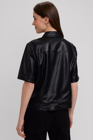 Demi Vegan Leather Elbow Sleeve Shirt Jacket
