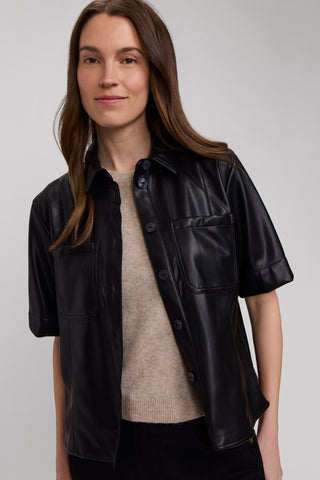 Demi Vegan Leather Elbow Sleeve Shirt Jacket
