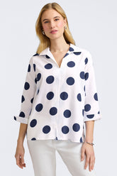 Agnes Springtime Dot 3/4 Sleeve Popover Shirt