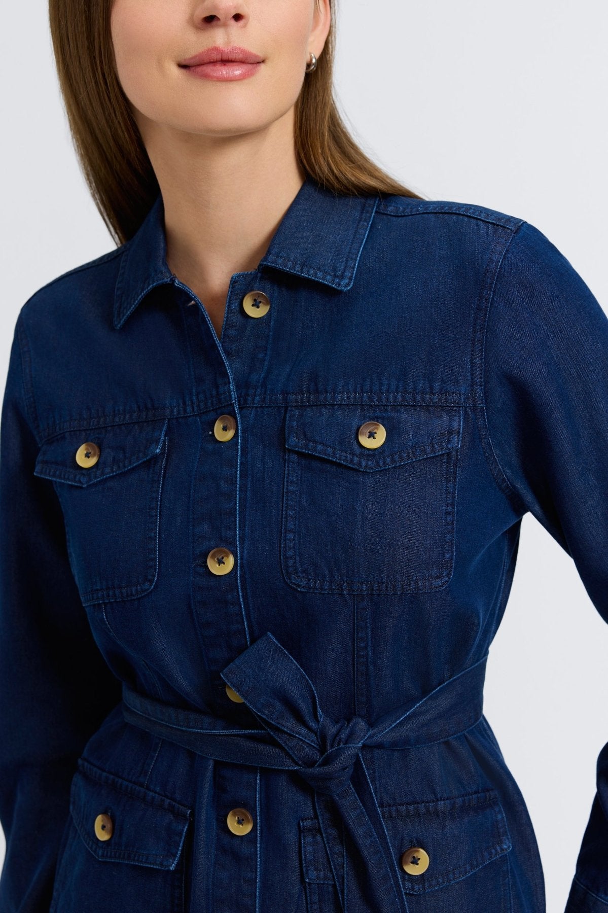 Stella Tencel® Denim Long Sleeve Belted Jacket