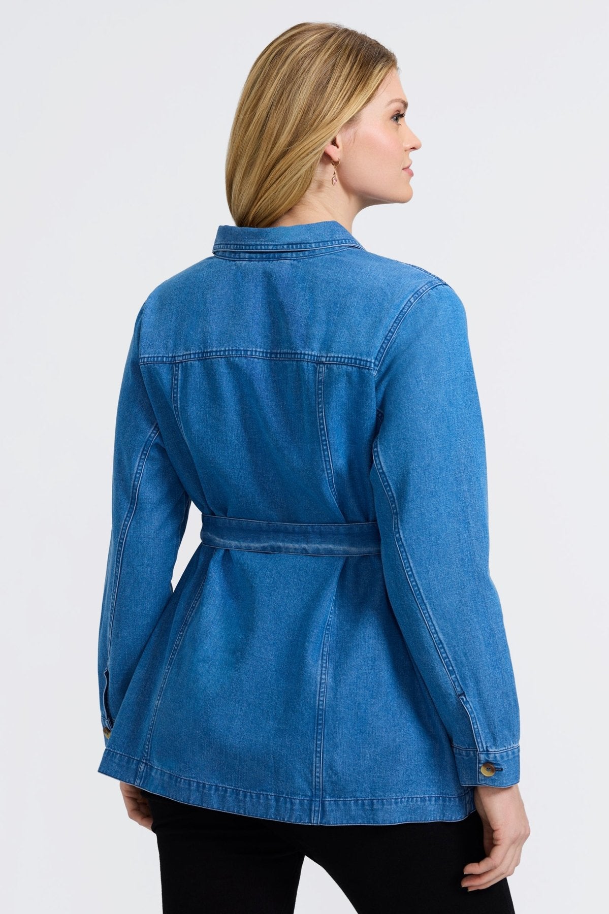 Stella Plus Tencel® Denim Long Sleeve Belted Jacket- Foxcroft