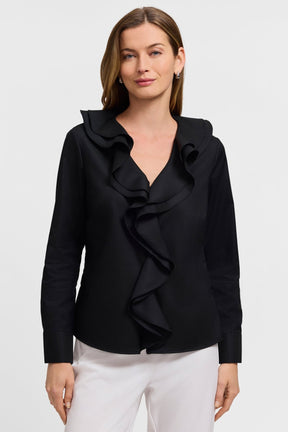 Shantel Ruffle Long Sleeve Popover Shirt