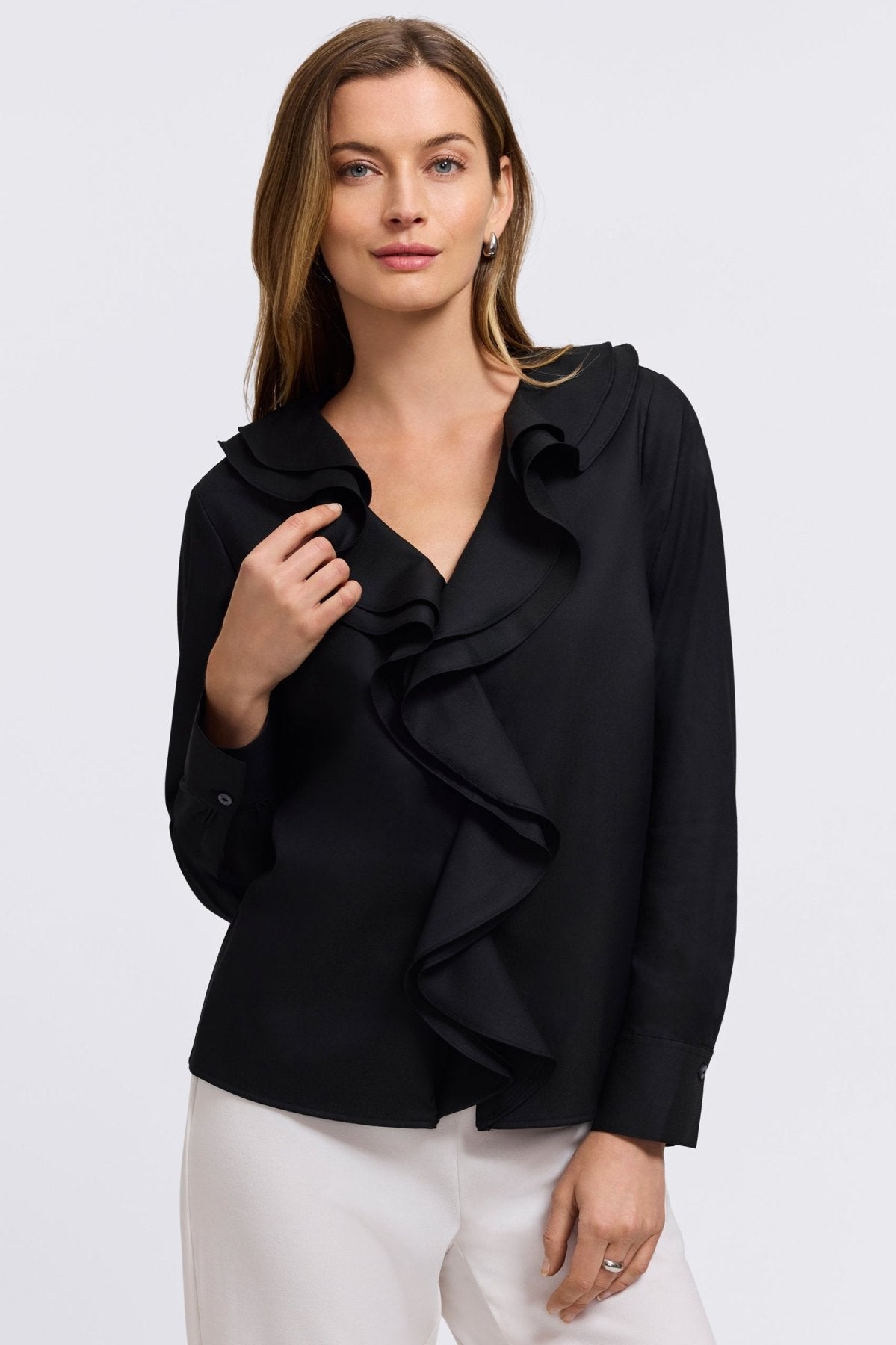 Shantel Ruffle Long Sleeve Popover Shirt