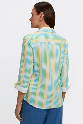 Taylor No Iron Pinpoint Ombre Stripe 3/4 Sleeve Shirt