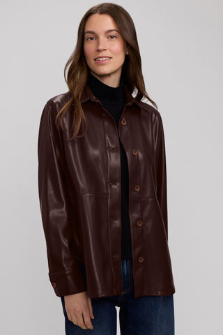 Ronnie Vegan Leather Long Sleeve Shirt Jacket