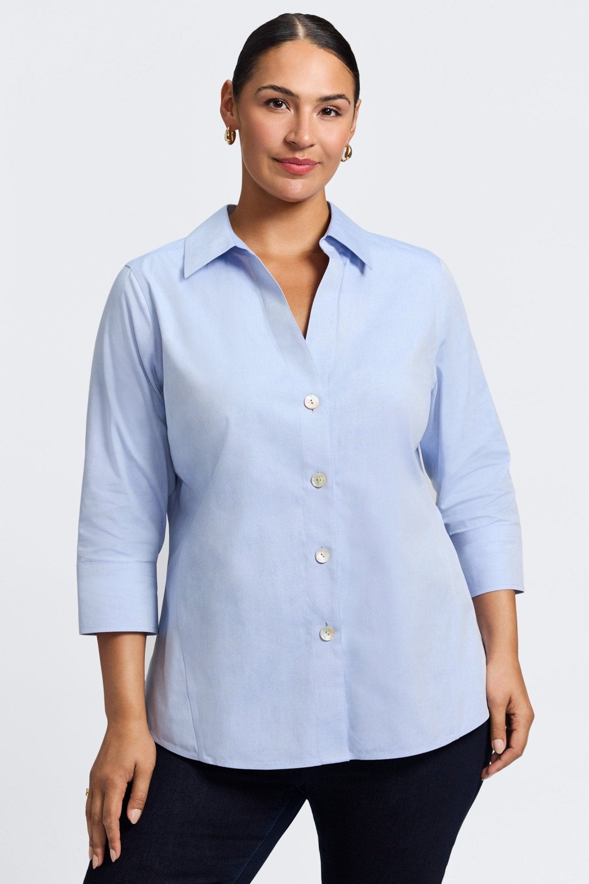 Paityn Plus No Iron Pinpoint 3/4 Sleeve Shirt