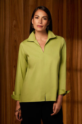 Agnes No Iron Stretch Long Sleeve Popover Shirt