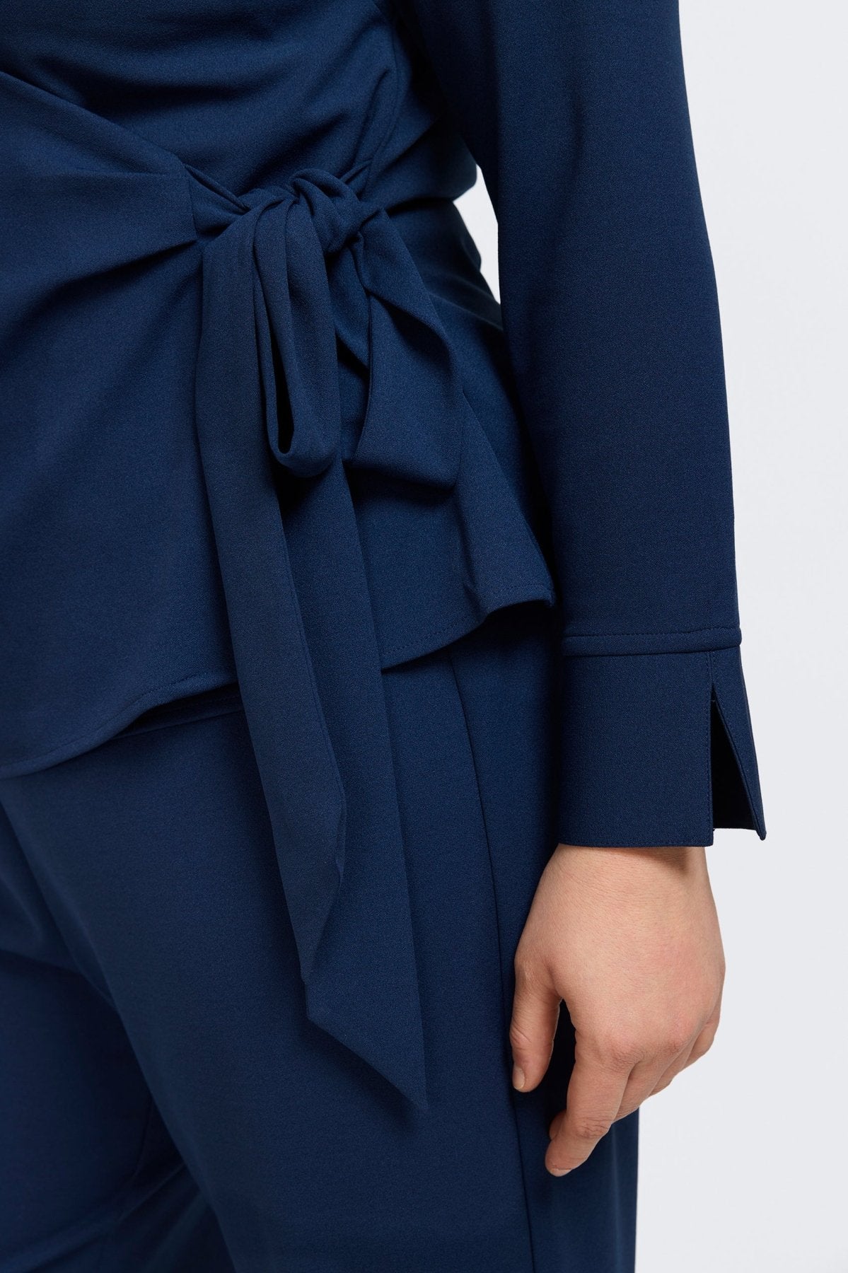 Rosie Plus Knit Crepe Wrap Long Sleeve Shirt
