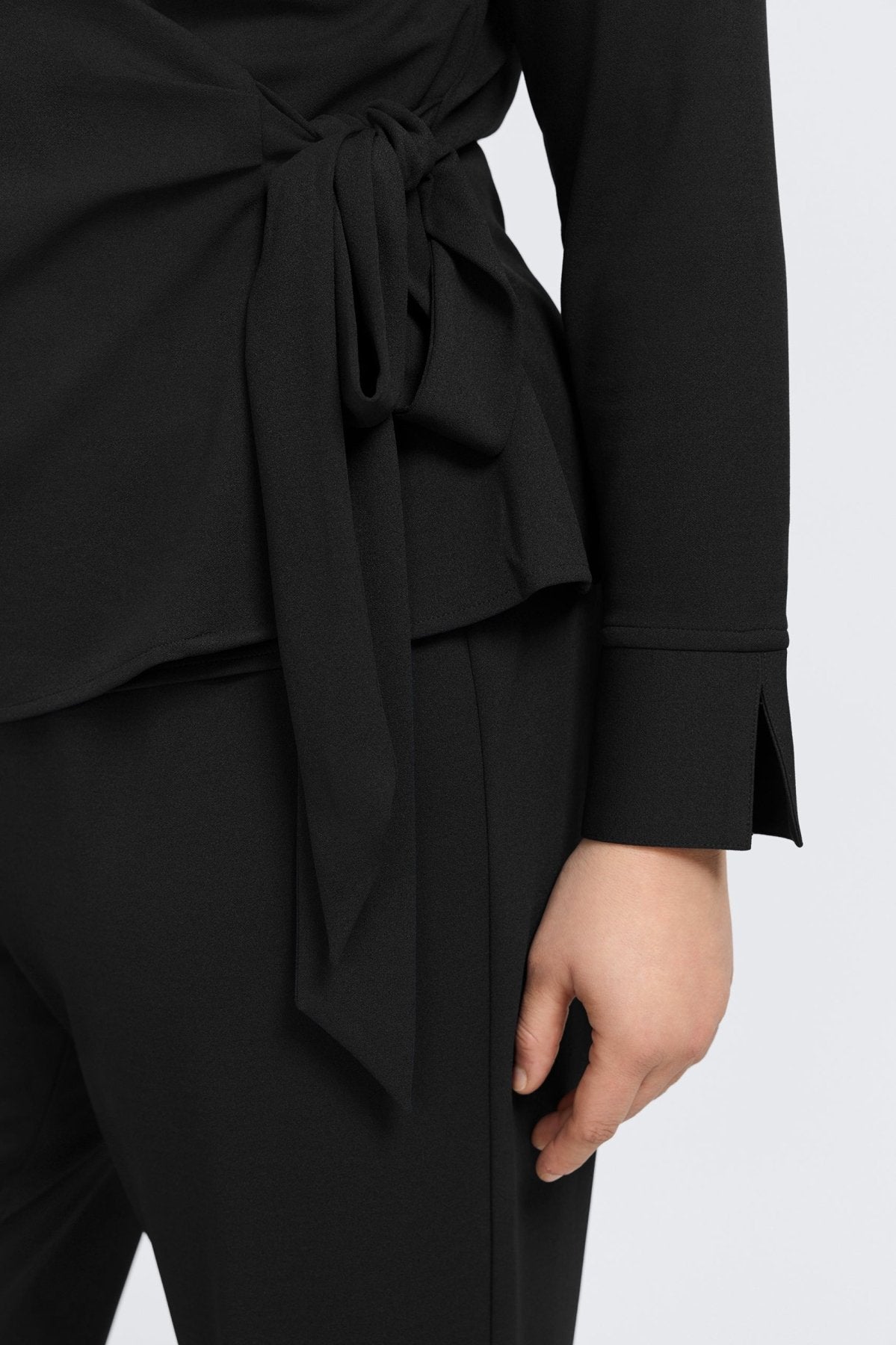 Rosie Plus Knit Crepe Wrap Long Sleeve Shirt