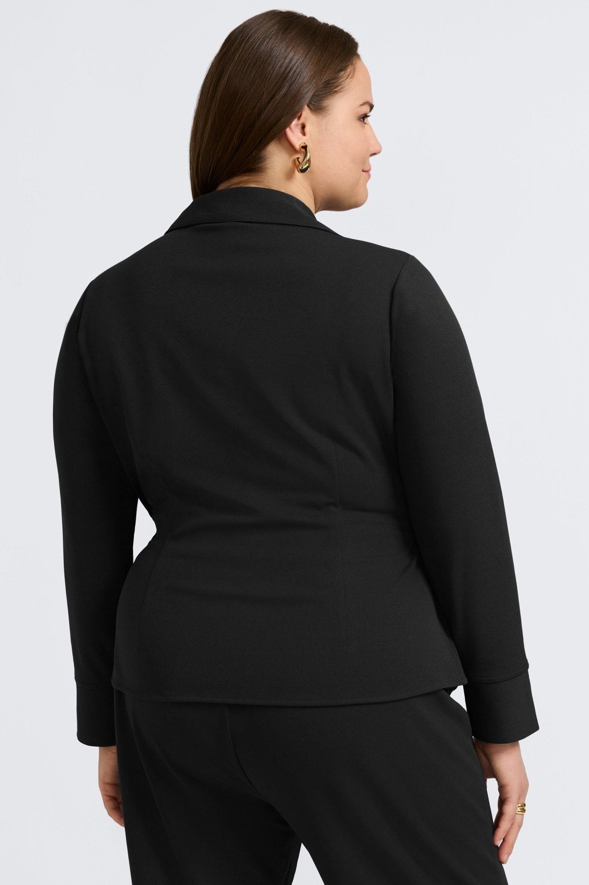 Rosie Plus Knit Crepe Wrap Long Sleeve Shirt