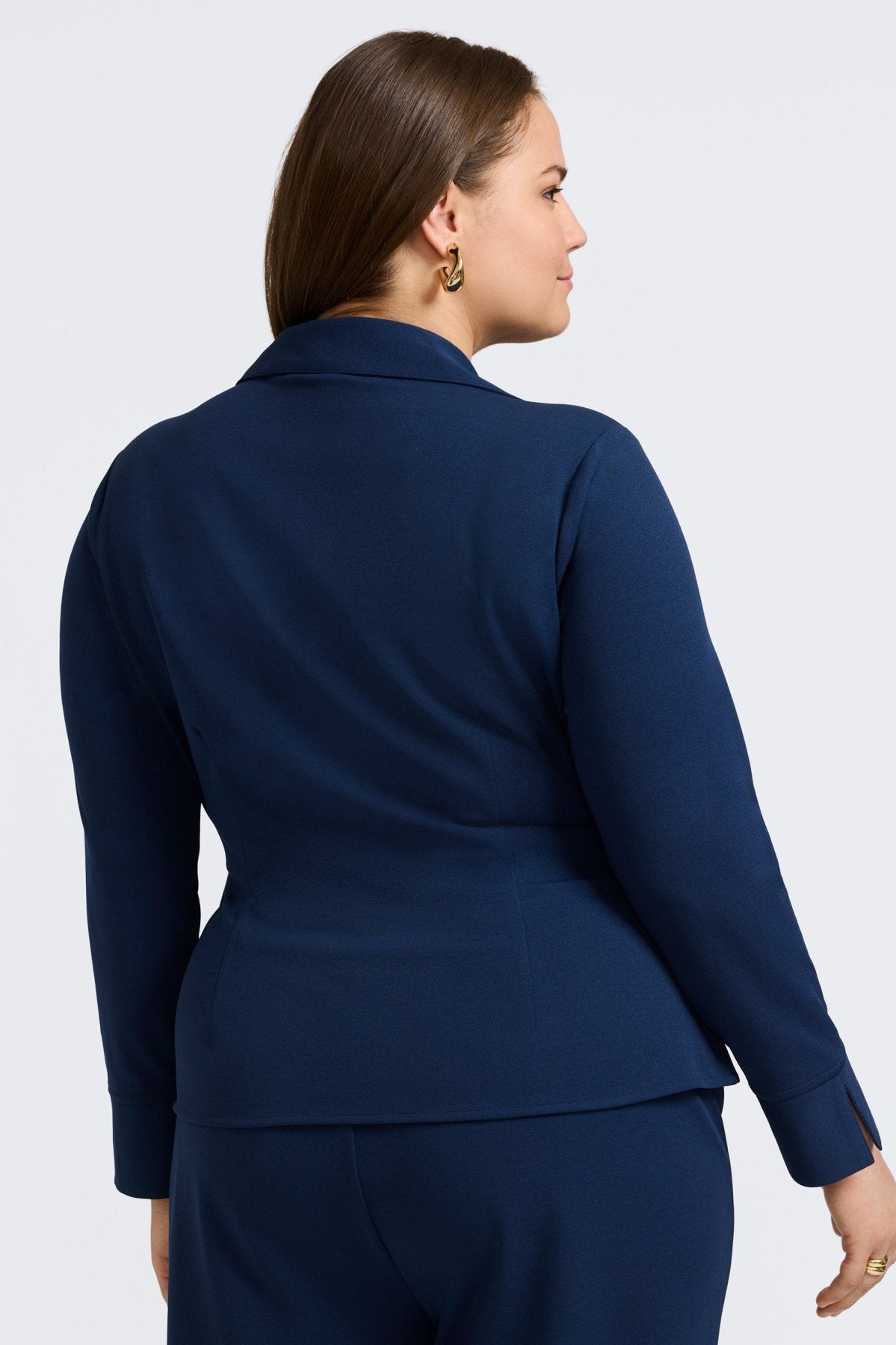 Rosie Plus Knit Crepe Wrap Long Sleeve Shirt