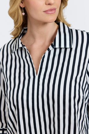 Agnes Plus Black Stripe & Gingham Popover Shirt