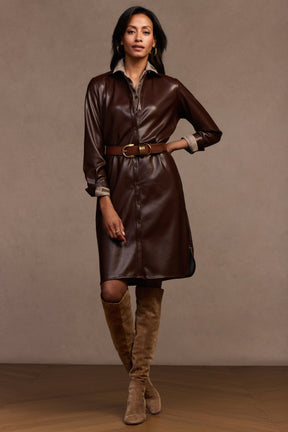 Rocca Vegan Leather Long Sleeve Dress