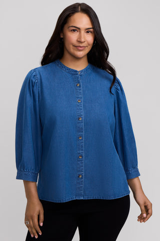 Helsa Plus Denim 3/4 Sleeve Shirt