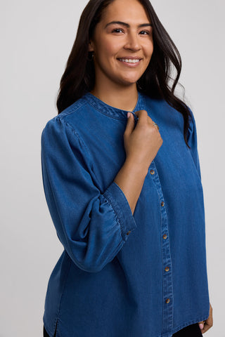 Helsa Plus Denim 3/4 Sleeve Shirt