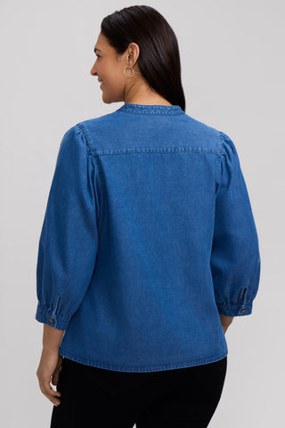 Helsa Plus Denim 3/4 Sleeve Shirt