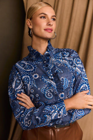 Sadie Denim Paisley Long Sleeve Shirt