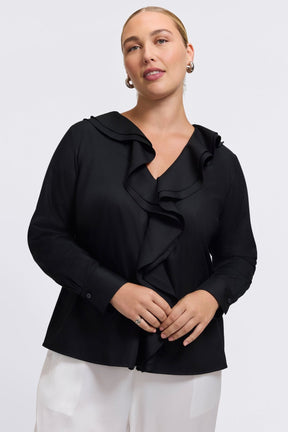 Shantel Plus Ruffle Long Sleeve Popover Shirt