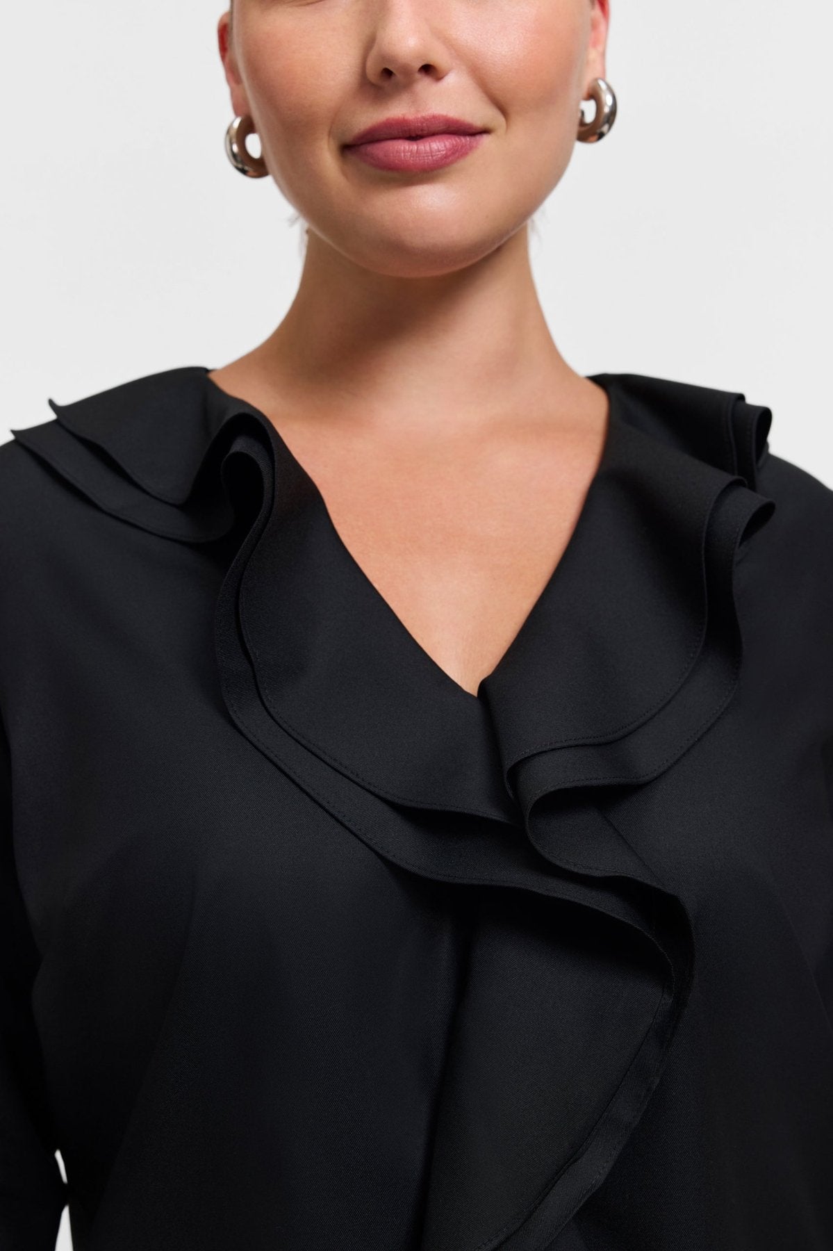 Shantel Plus Ruffle Long Sleeve Popover Shirt