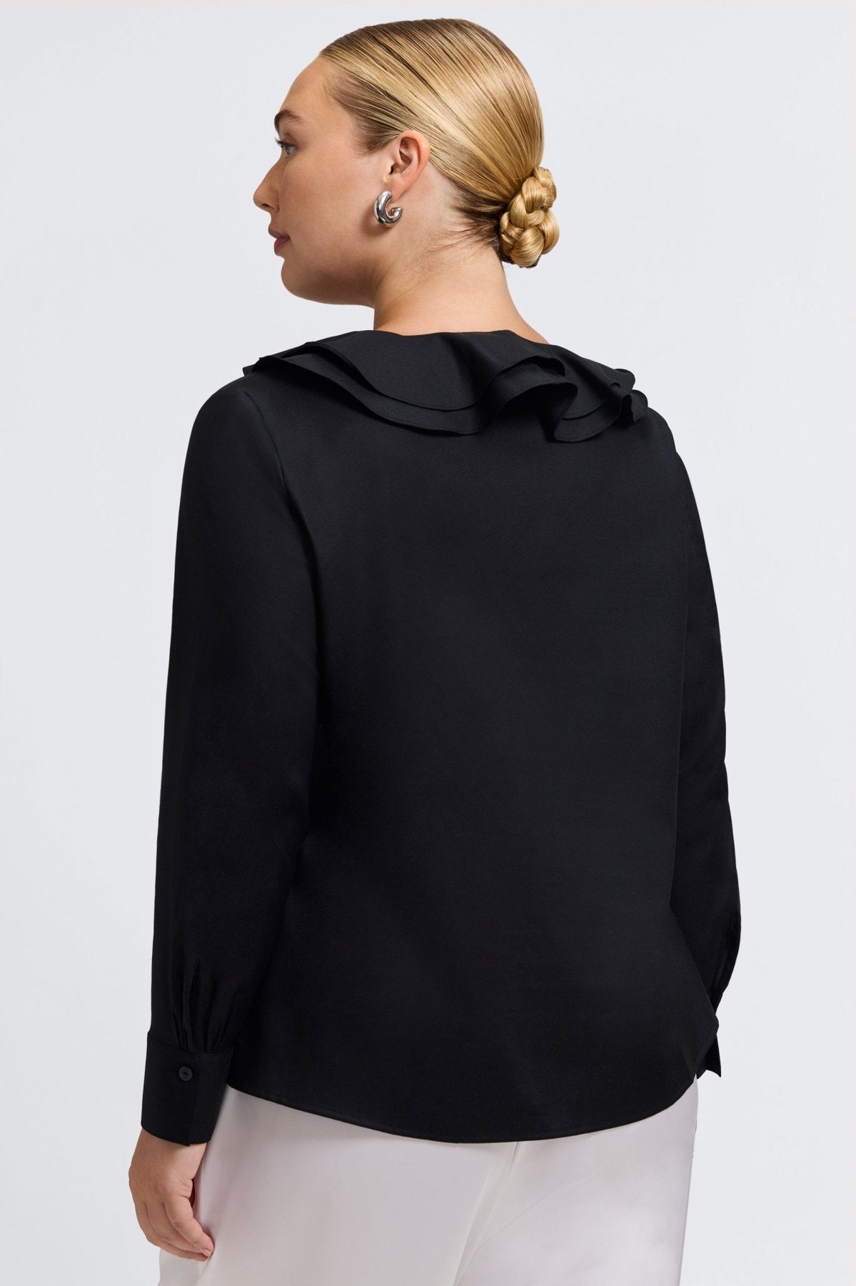 Shantel Plus Ruffle Long Sleeve Popover Shirt