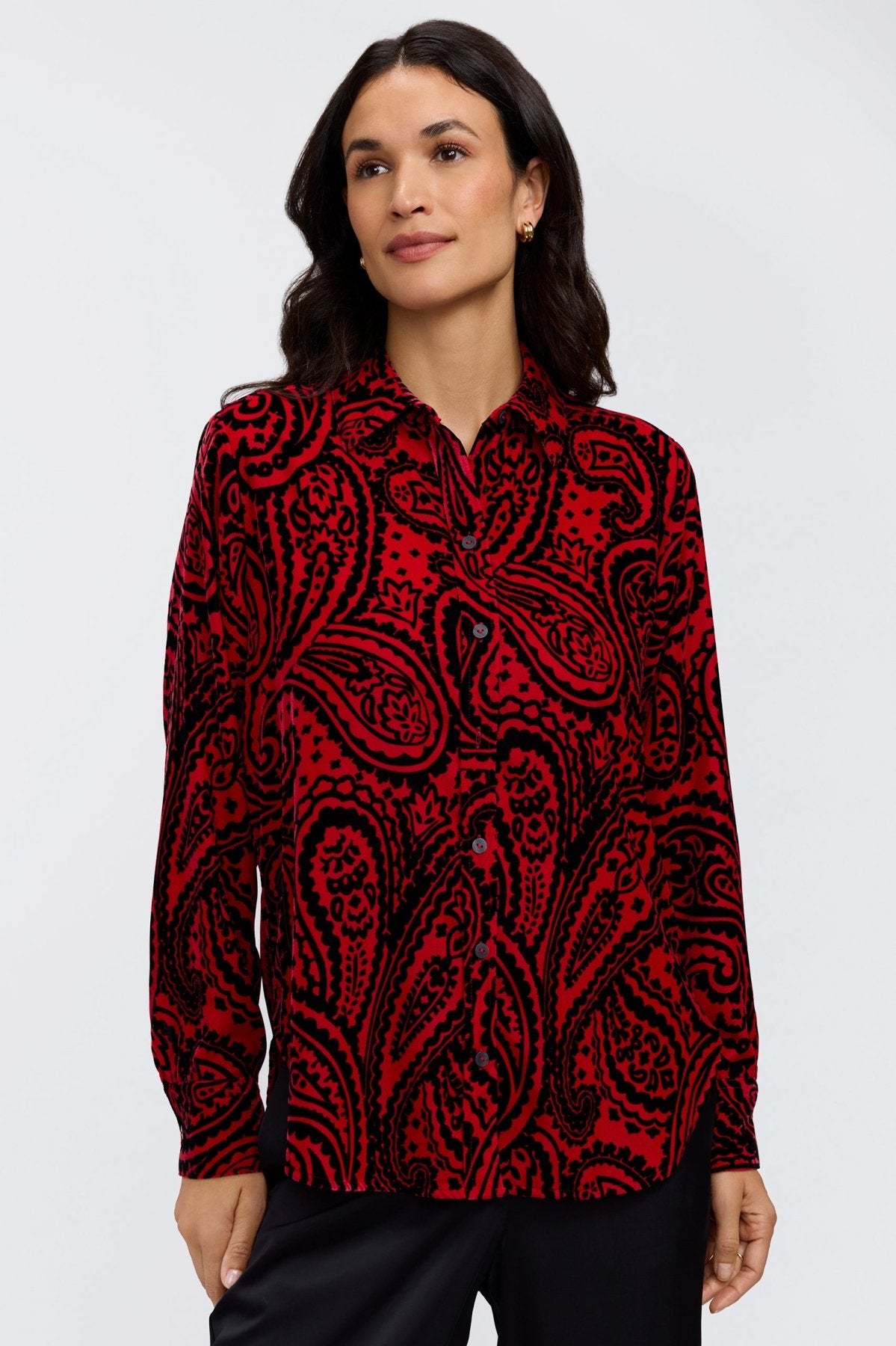 Meghan Velvet Paisley Long Sleeve Shirt