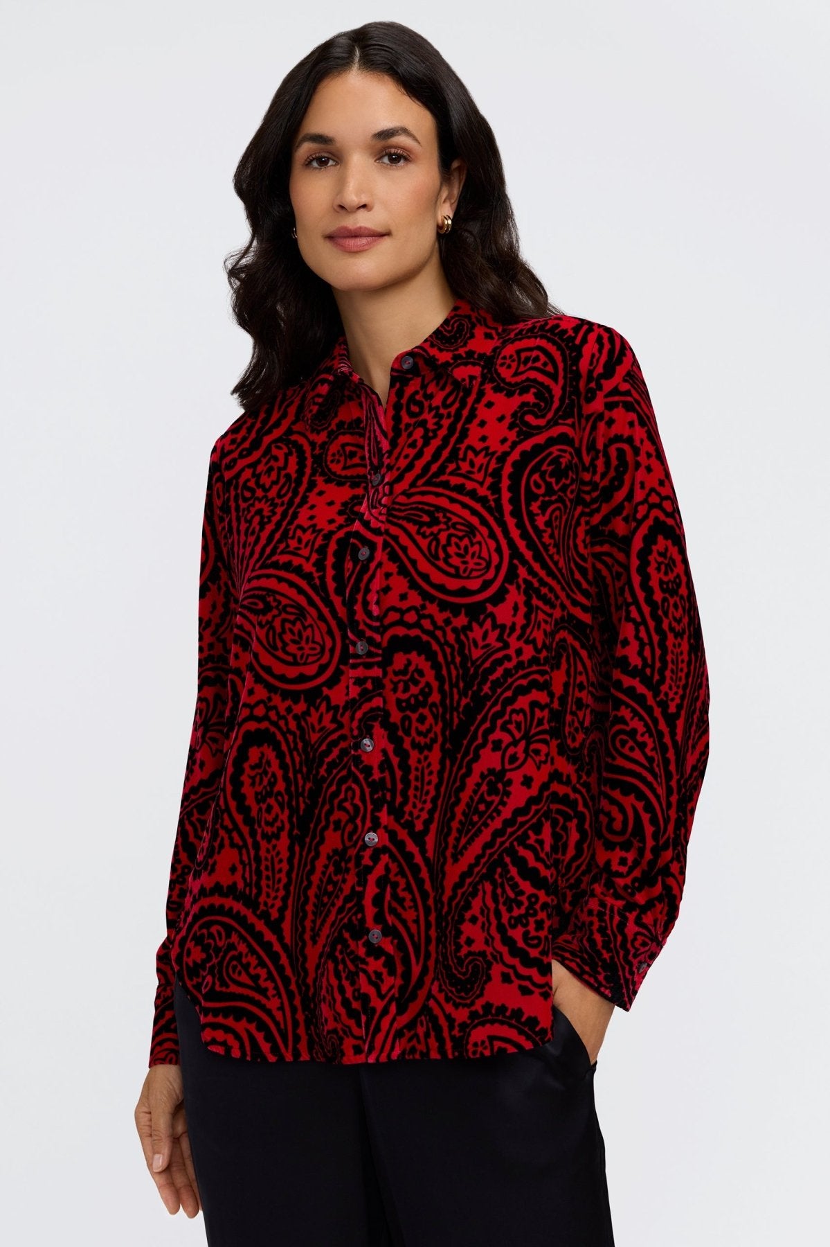Meghan Velvet Paisley Long Sleeve Shirt