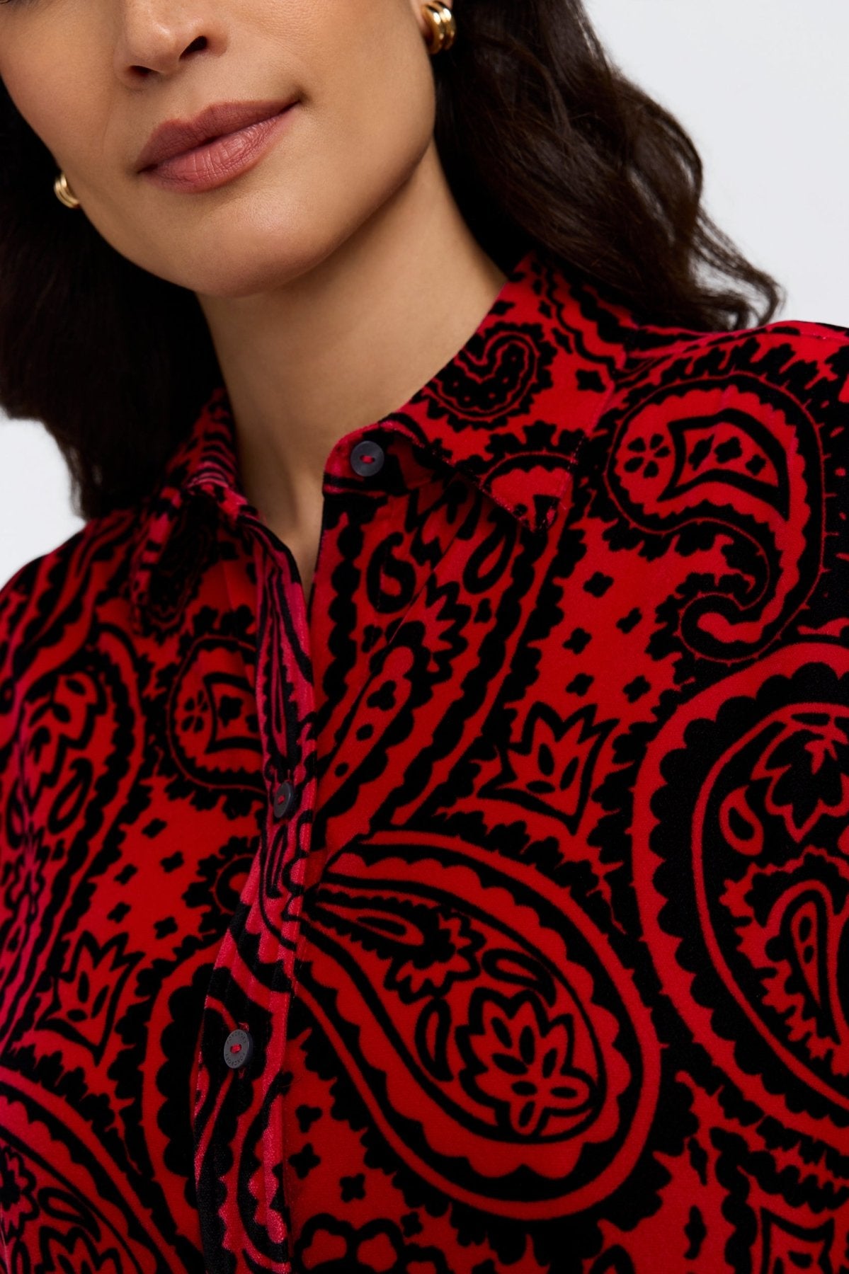 Meghan Velvet Paisley Long Sleeve Shirt
