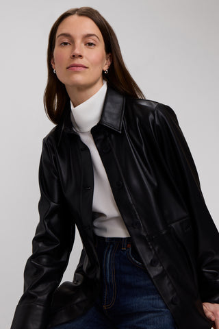 Ronnie Vegan Leather Long Sleeve Shirt Jacket
