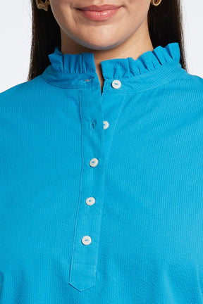 Mia Plus Seersucker 3/4 Sleeve Popover Shirt
