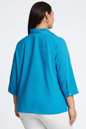 Mia Plus Seersucker 3/4 Sleeve Popover Shirt