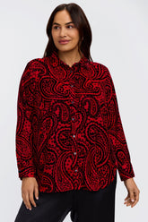 Meghan Plus Velvet Paisley Long Sleeve Shirt