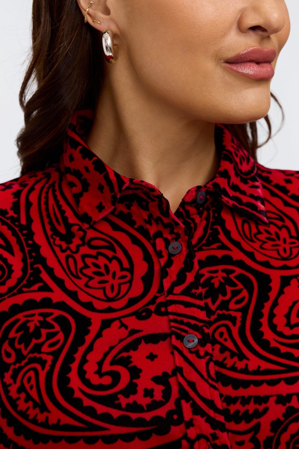 Meghan Plus Velvet Paisley Long Sleeve Shirt