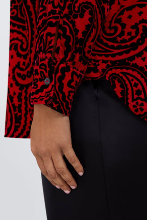 Meghan Plus Velvet Paisley Long Sleeve Shirt