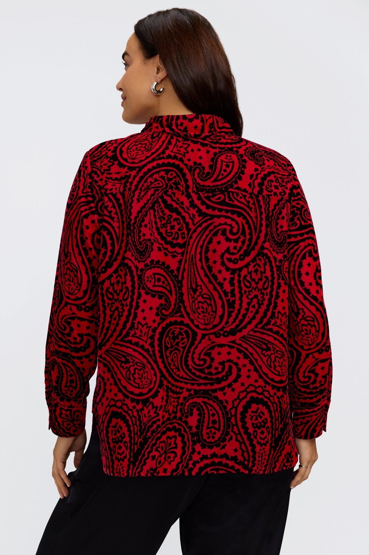 Meghan Plus Velvet Paisley Long Sleeve Shirt