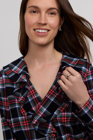 Sandy Holiday Plaid Long Sleeve Popover Shirt