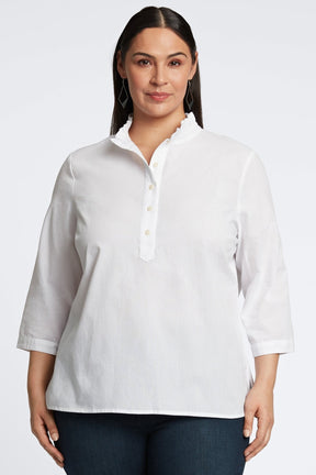 Mia Plus Seersucker 3/4 Sleeve Popover Shirt