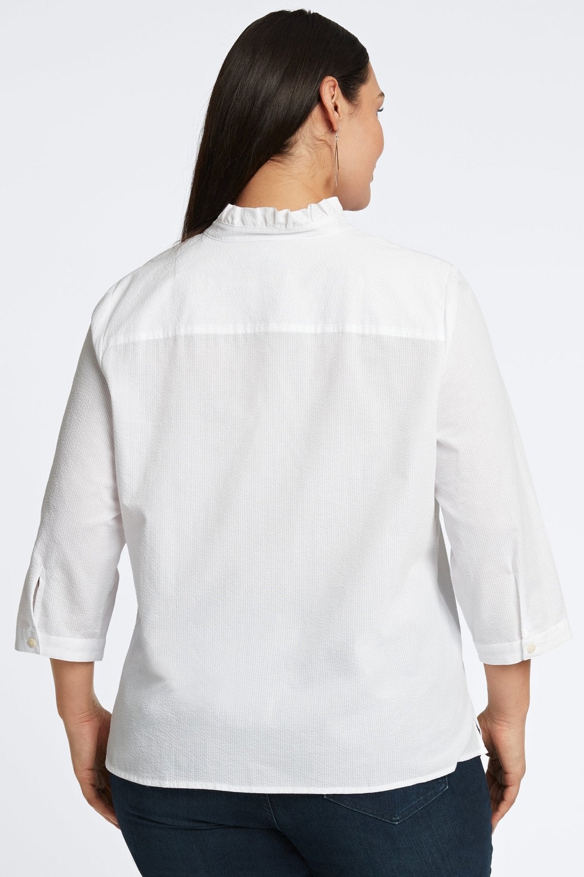 Mia Plus Seersucker 3/4 Sleeve Popover Shirt