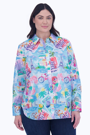 Meghan Plus Travel Conversational Long Sleeve Shirt