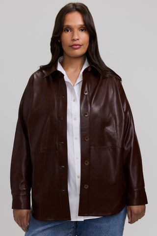 Ronnie Plus Vegan Leather  Long Sleeve Shirt Jacket