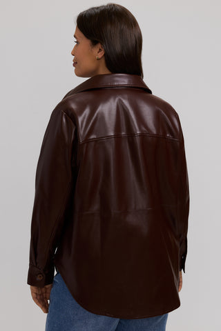 Ronnie Plus Vegan Leather  Long Sleeve Shirt Jacket