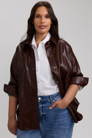 Ronnie Plus Vegan Leather  Long Sleeve Shirt Jacket