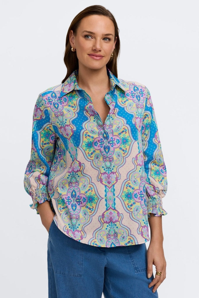Olivia Paisley Medallion 3/4 Sleeve Shirt